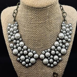 Faux-collar pearl necklace